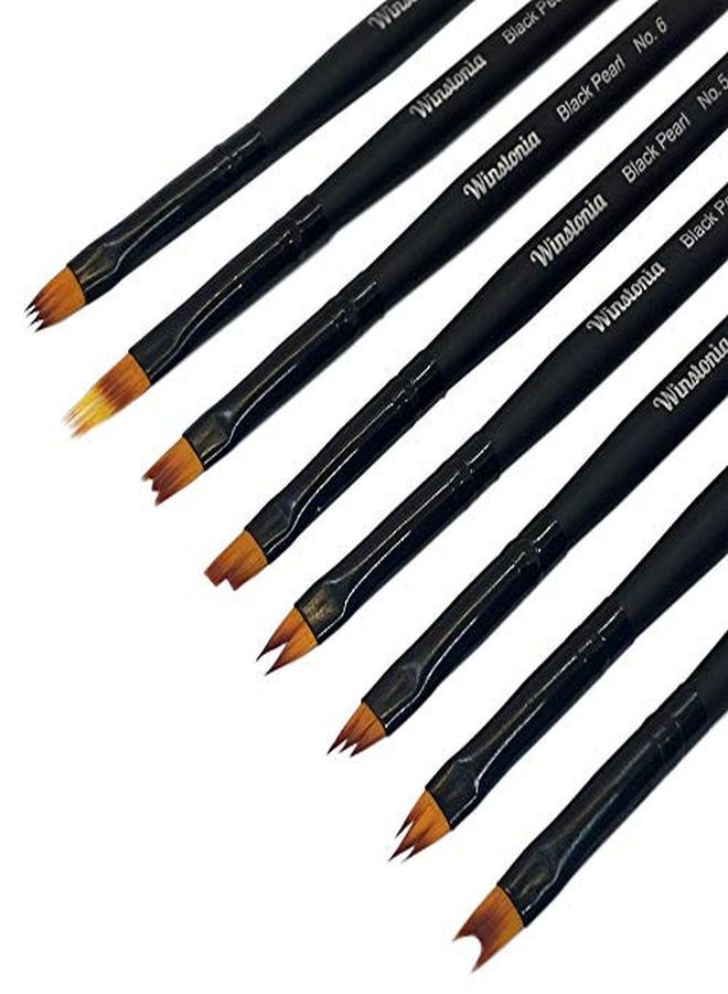 8 Pcs Nail Brush Set For Flowers Gradient Ombre Art Pattern Manicure Designs Professional Gel Acrylic And Polish Nail Art Brushes Kit Black Pearl