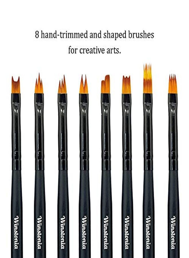 8 Pcs Nail Brush Set For Flowers Gradient Ombre Art Pattern Manicure Designs Professional Gel Acrylic And Polish Nail Art Brushes Kit Black Pearl