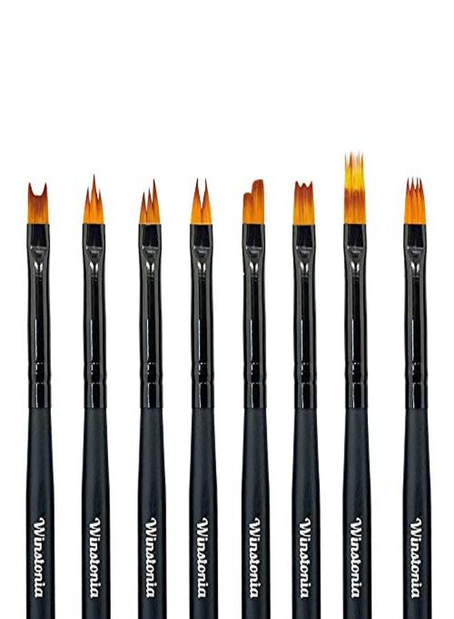 8 Pcs Nail Brush Set For Flowers Gradient Ombre Art Pattern Manicure Designs Professional Gel Acrylic And Polish Nail Art Brushes Kit Black Pearl