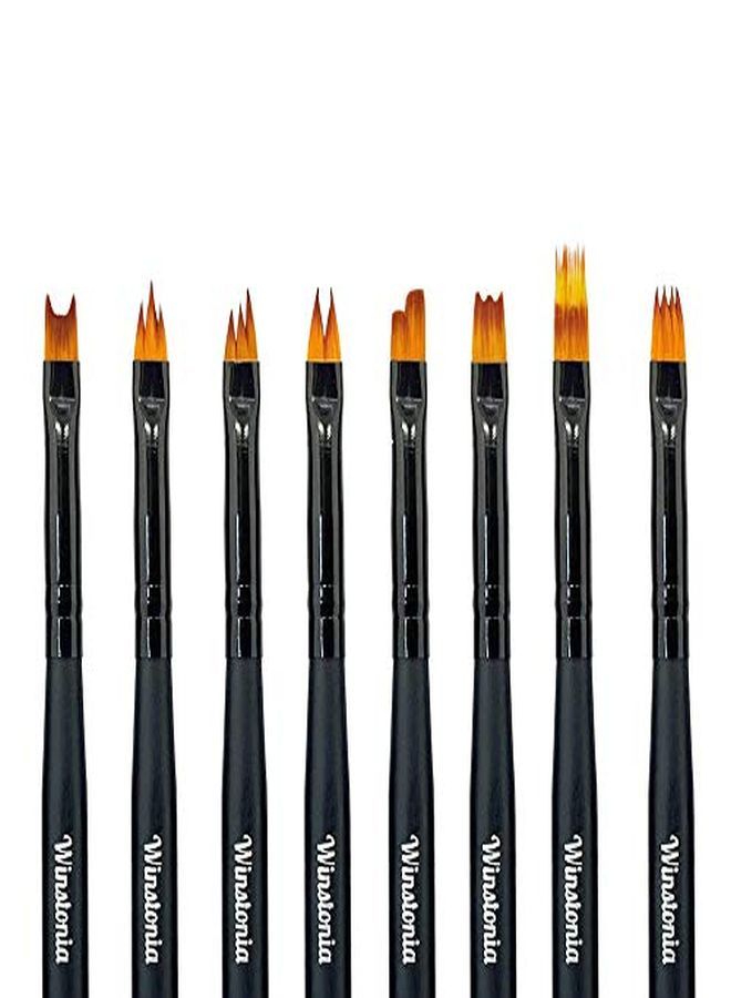 8 Pcs Nail Brush Set For Flowers Gradient Ombre Art Pattern Manicure Designs Professional Gel Acrylic And Polish Nail Art Brushes Kit Black Pearl