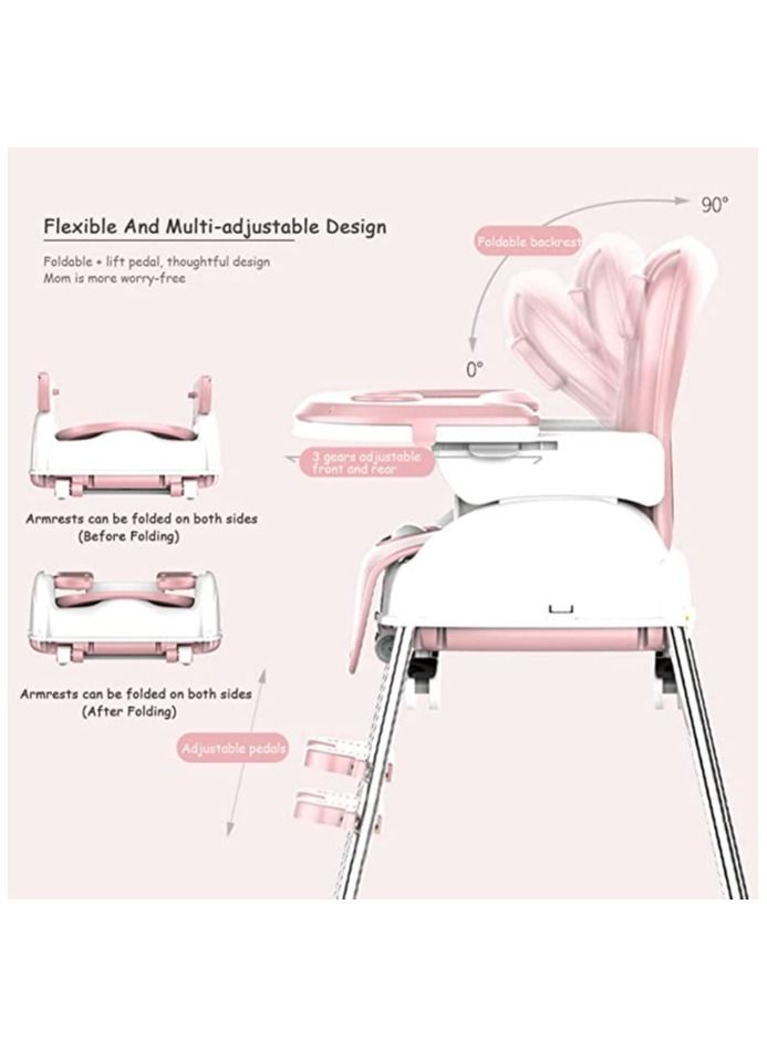 Baby highchair For Eating Foldable Portable Household Multifunctional Portable Baby Dining Car With Roller Wheels