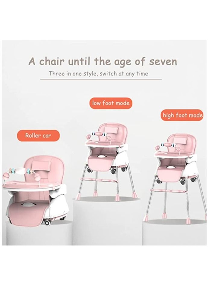 Baby highchair For Eating Foldable Portable Household Multifunctional Portable Baby Dining Car With Roller Wheels