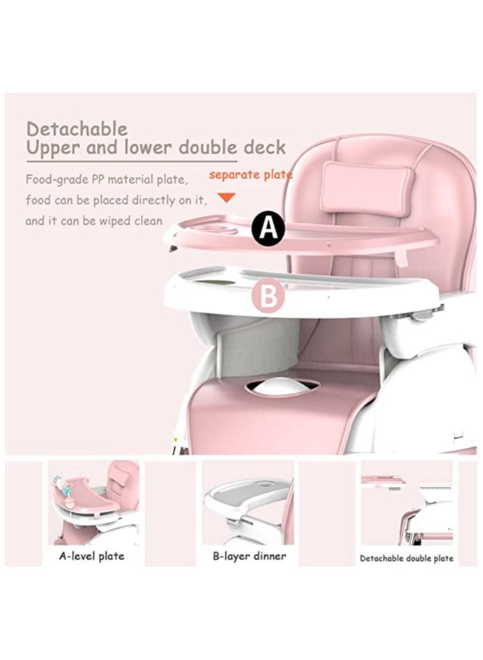 Baby highchair For Eating Foldable Portable Household Multifunctional Portable Baby Dining Car With Roller Wheels