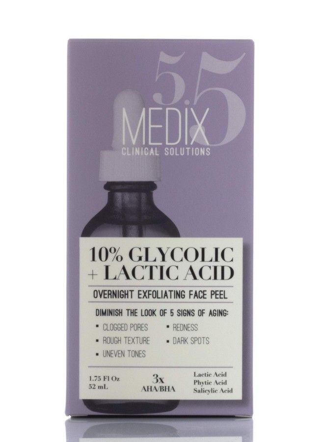 Medix 10% Glycolic Acid Face Peel Exfoliating Serum W/ Lactic Acid + Salicylic Acid : Gentle Skin Care Exfoliate Facial Peel Treatment Targets Fine Lines Wrinkles Large Pores Age Spots :175 FL Oz