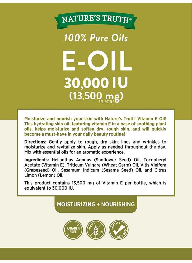 Vitamin E Oil For Skin 30000 Iu | 100% Pure | 4 Oz | Lemon Scented | Gc/Ms Tested