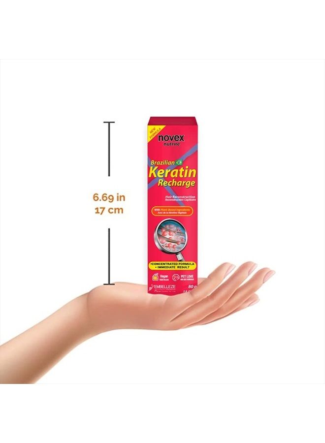 Brazilian Keratin Recharge Tube Leave In Conditioner - Reconstructive Keratin - keratin conditioner for Frizz control & Damage Repair - keratin hair treatment (Pack of 4)