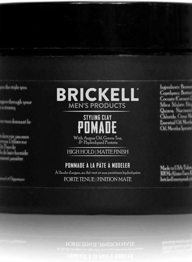Hair Styling Clay Pomade For Men, Natural & Organic with Strong Hold & Matte Finish, Product for Modern Hairstyles, 2 Ounces, Scented