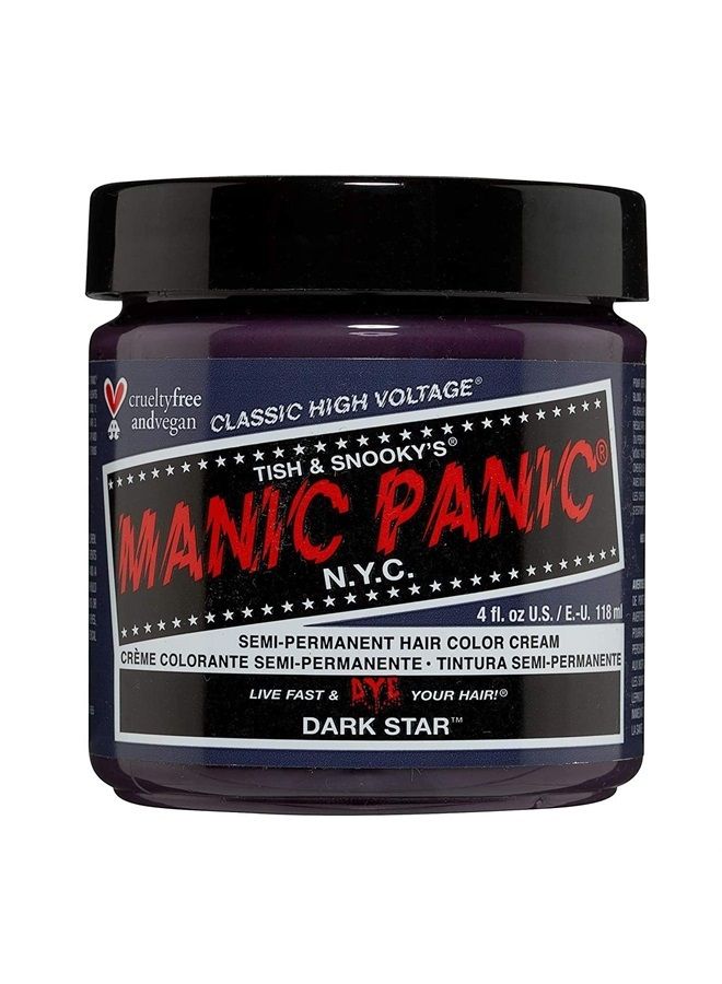 MANIC PANIIC Dark Star Grey Hair Dye - Classic High Voltage - Semi Permanent Hair Color - Very Deep Grey with Slight Purple Undertones - Vegan, PPD & Ammonia-Free - For Coloring Hair on Women & Men