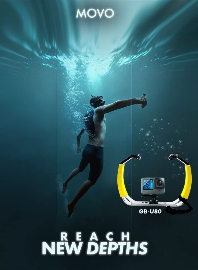 GB-U80 Underwater Diving Rig with Cold Shoe Mounts, Strap - Compatible with GoPro Hero, HERO3, HERO4, HERO5, HERO6, HERO7, HERO8, HERO9, HERO10, Osmo Action - Scuba GoPro Accessory (XL Version)