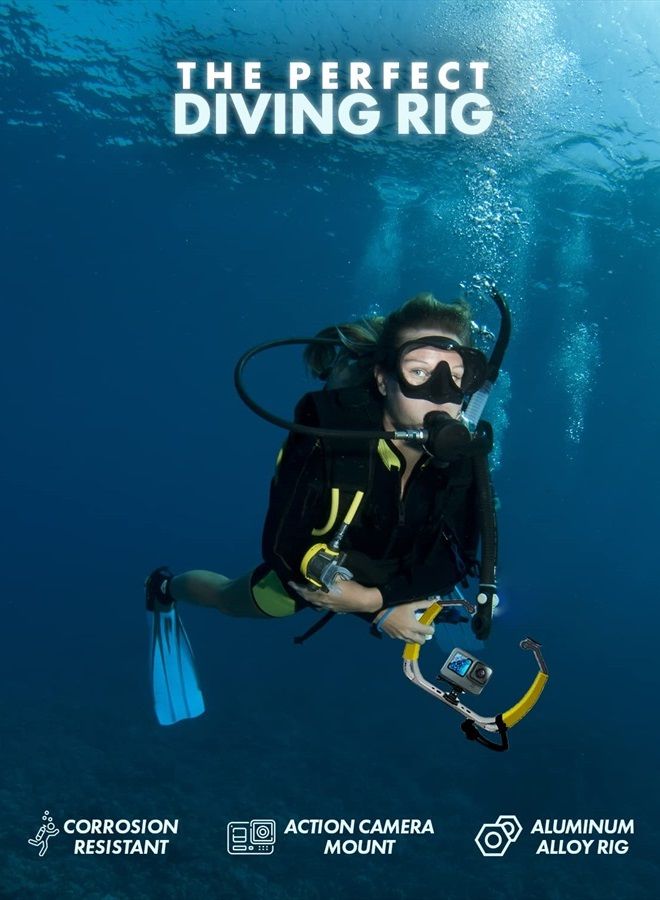 GB-U80 Underwater Diving Rig with Cold Shoe Mounts, Strap - Compatible with GoPro Hero, HERO3, HERO4, HERO5, HERO6, HERO7, HERO8, HERO9, HERO10, Osmo Action - Scuba GoPro Accessory (XL Version)