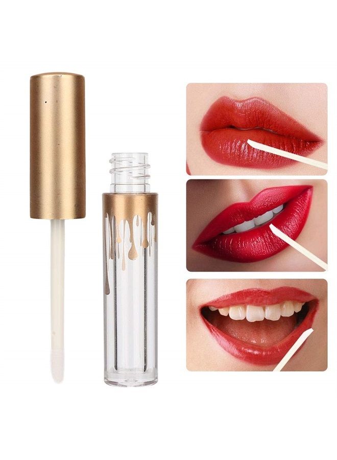 10 pcs Empty Lip Gloss Tubes, Transparent and Glod Plastic Lip Gloss Tube Containers DIY Lipstick Balm Travel Makeup Transparent Bottle With Matte Gold Cap Lip Gloss Bottles