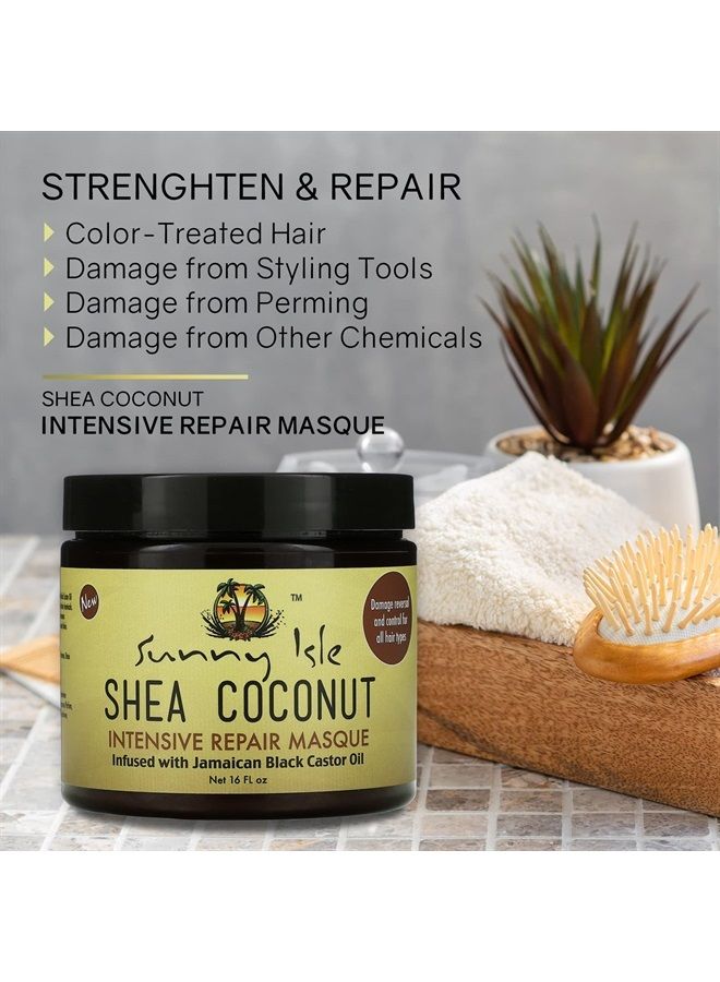 Shea Coconut Intensive Repair Masque 16oz | Jamaican Black Castor Oil Infused | Deeply Conditions, Repairs, Hydrates, Strengthens Damaged Hair | Adds Shine & Body