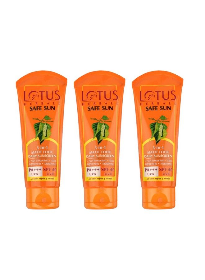 Safe Sun 3 In 1 Tinted Daily Sunscreen ; Matte Look ; Spf 40 ; Pa+++ ; For All Skin Types ; 50G (Pack Of 3)