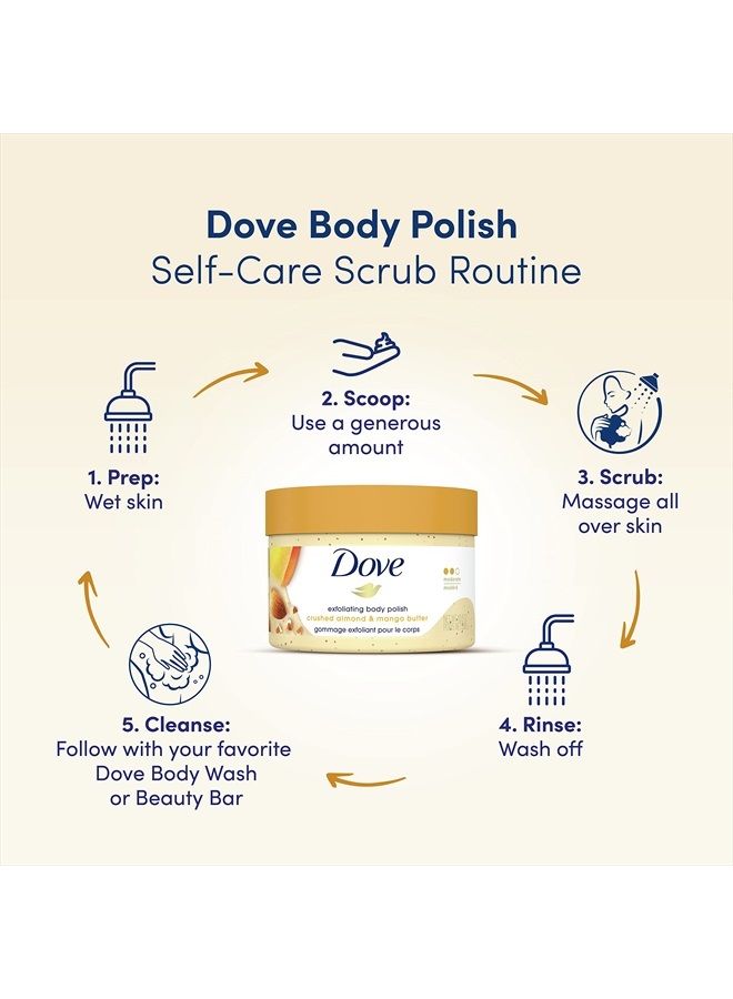 Scrub Crushed Almond & Mango Butter For Silky Smooth Skin Body Scrub Exfoliates & Restores Skin's Natural Nutrients 10.5 oz