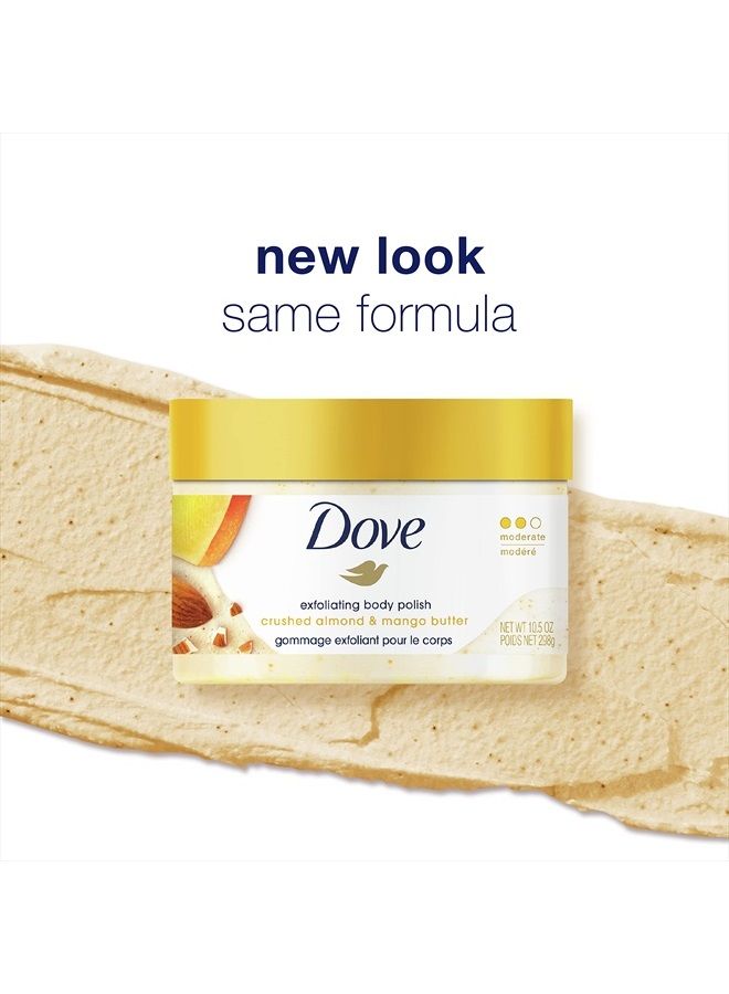 Scrub Crushed Almond & Mango Butter For Silky Smooth Skin Body Scrub Exfoliates & Restores Skin's Natural Nutrients 10.5 oz