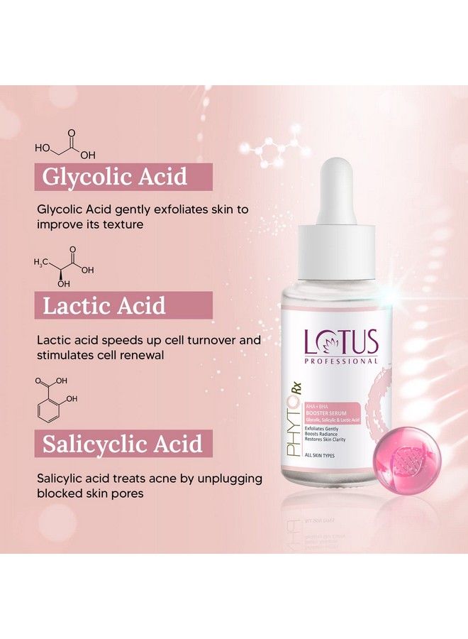 Phytorx Aha+Bha Booster Serum ; With Glycolic Acid Salicylic Acid & Lactic Acid ; Gentle Exfoliator ; Clarifies Skin; 30Ml