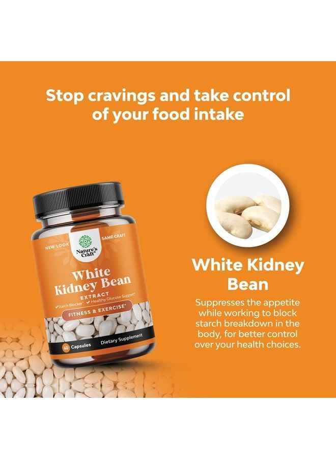 White Kidney Bean Energy Booster - White Kidney Bean Extract Natural Energy Supplement and AMPK Activator Antioxidant Capsules - Dietary Fiber Natural Preworkout Supplement for Men and Women