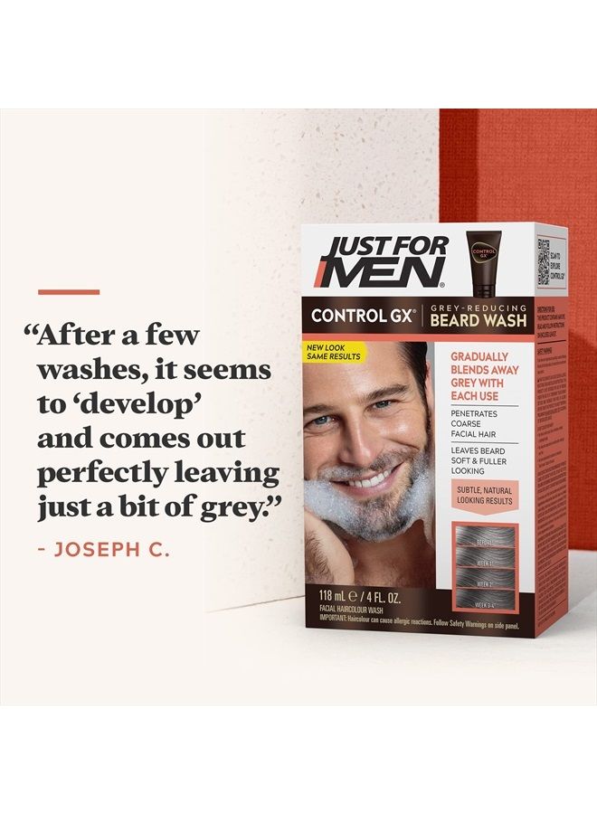 Just For Men Control GX Grey Reducing Beard Wash Shampoo, Gradually Colors Mustache and Beard, Leaves Facial Hair Softer and Fuller, 4 Fl Oz - Pack of 3 (Packaging May Vary)