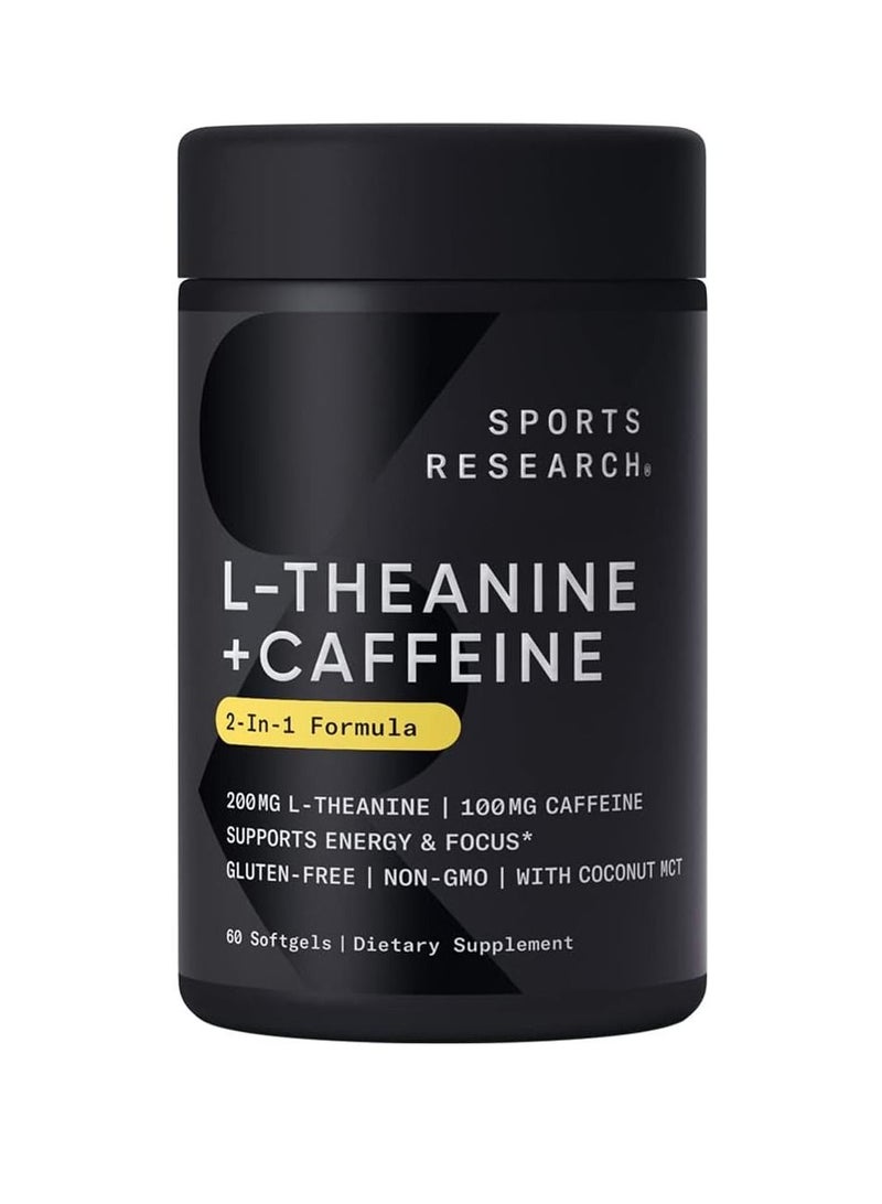 Sports Research, L-Theanine 200 mg & Caffeine 100 mg 60 Softgels