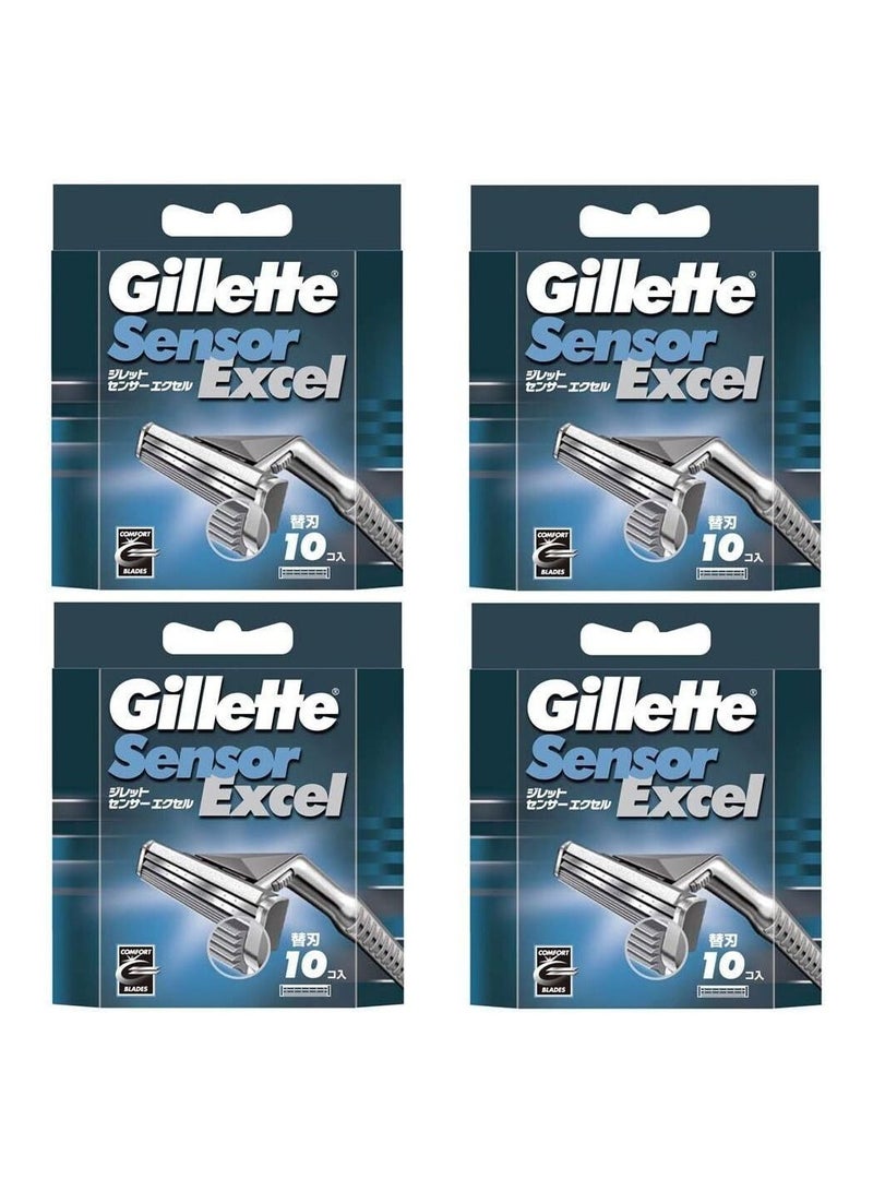Gillette Sensor Excel Comfort Blades, 10 Count pack of 4