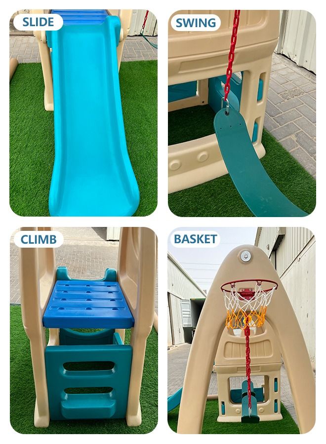 Plastic Children Game Slide With Swing Set For Indoor Outdoor Playground