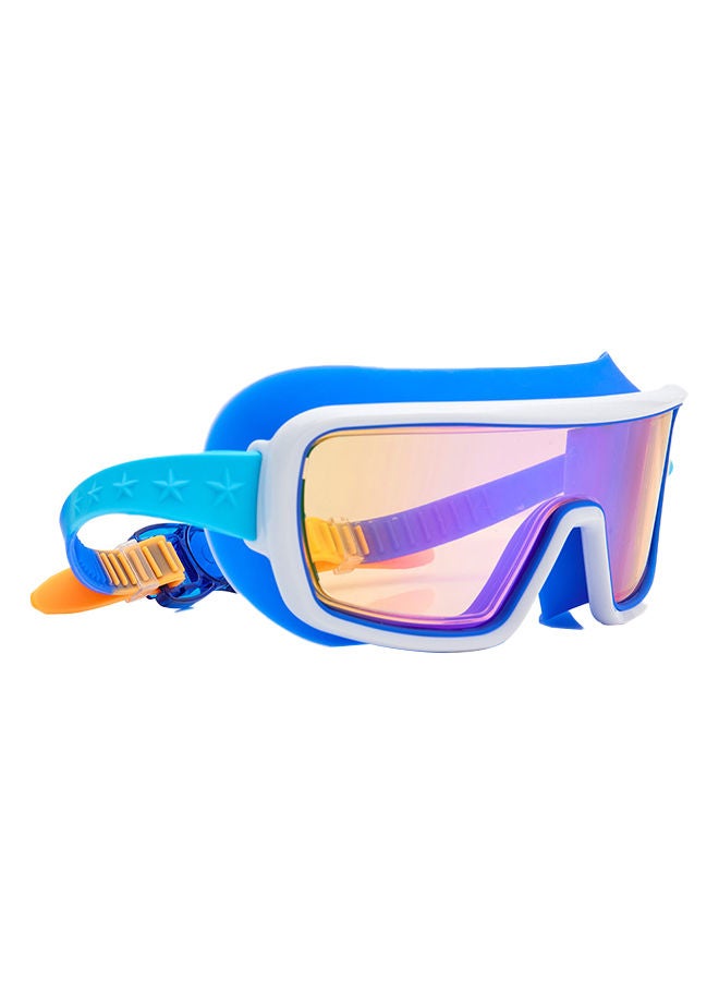 Nanobot Navy Prismatic Kids Swimming Goggles - Ages 5+ - Anti Fog, No Leak, Non Slip, UV Protection - Hard Travel Case - Lead and Latex Free