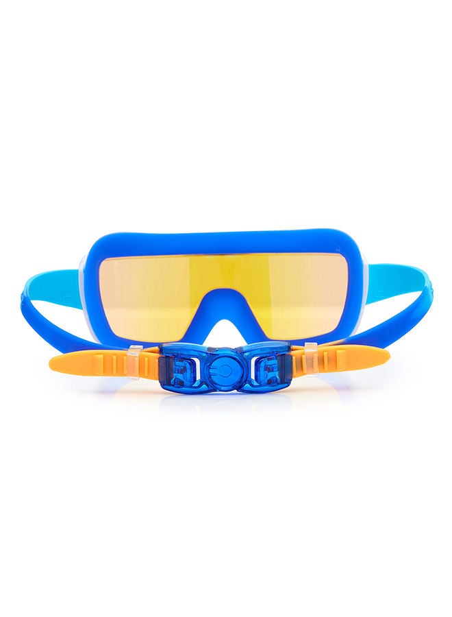 Nanobot Navy Prismatic Kids Swimming Goggles - Ages 5+ - Anti Fog, No Leak, Non Slip, UV Protection - Hard Travel Case - Lead and Latex Free