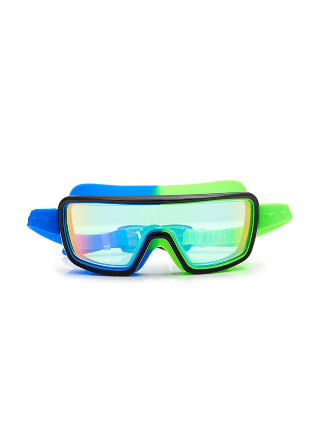 Cyborg Cyan Prismatic Kids Swimming Goggles - Ages 5+ - Anti Fog, No Leak, Non Slip, UV Protection - Hard Travel Case - Lead and Latex Free