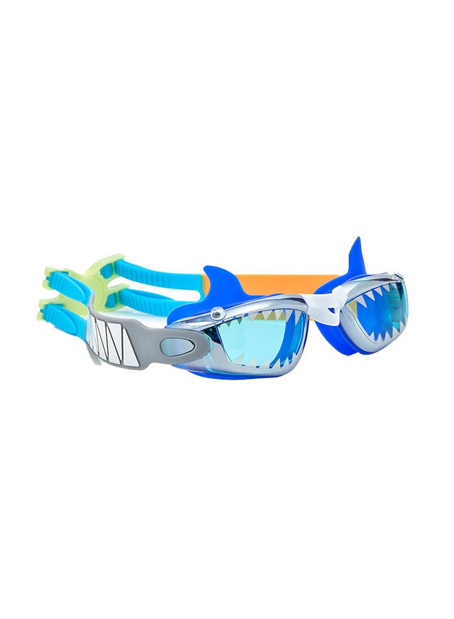 Small Bite Jawsome Jr. Kids Swimming Goggles - Ages 3+ - Anti Fog, No Leak, Non Slip, UV Protection - Hard Travel Case - Lead and Latex Free