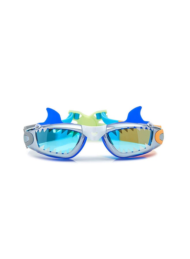 Small Bite Jawsome Jr. Kids Swimming Goggles - Ages 3+ - Anti Fog, No Leak, Non Slip, UV Protection - Hard Travel Case - Lead and Latex Free