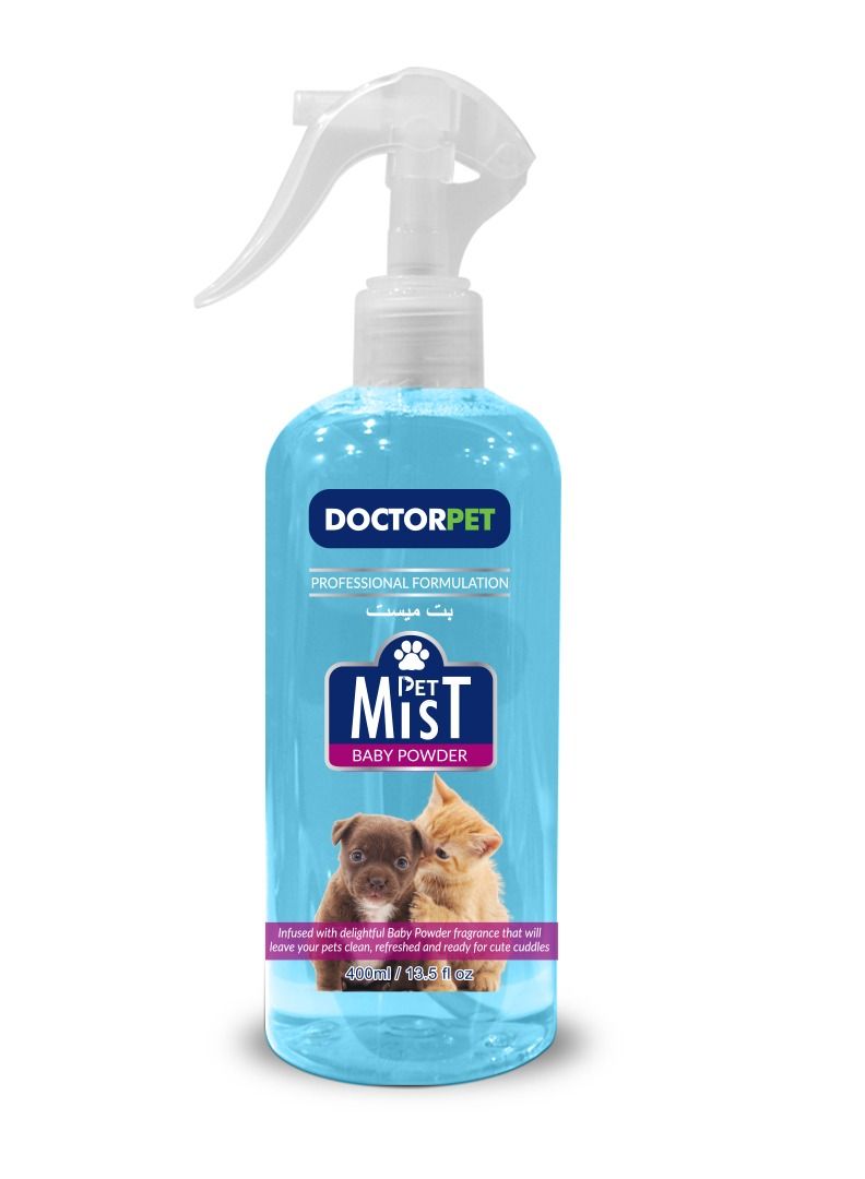 Doctor Pet Baby Powder Fragrance Mist Cologne 400ML – Pet Safe Deodorizing Spray, Long-Lasting Freshness, Gentle Baby Powder Scent, Hypoallergenic for Cats and Dogs