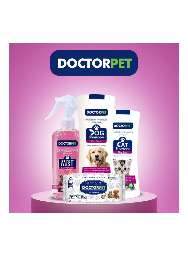 Doctor Pet Dog Shampoo Flax Seed 400 ML – Enriched with Grape Seed Oil, Flax Seed Oil, Almond Oil & Vitamin E, Nourishing & Conditioning Formula for Healthy Coat