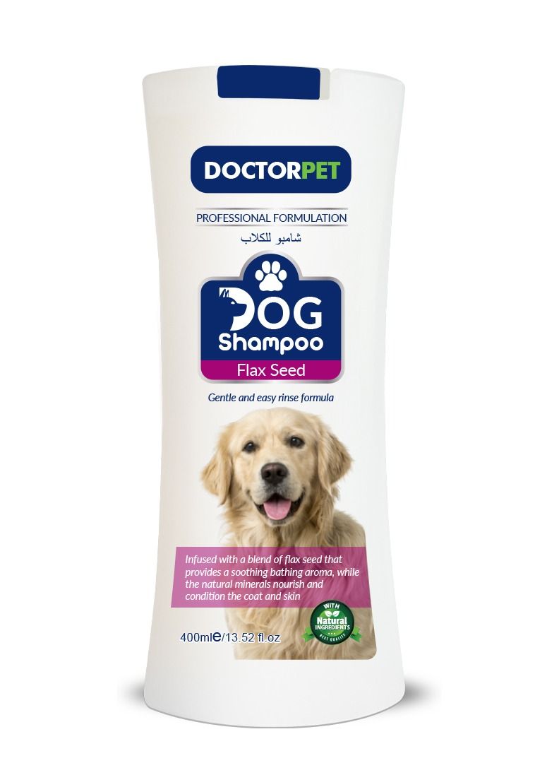 Doctor Pet Dog Shampoo Flax Seed 400 ML – Enriched with Grape Seed Oil, Flax Seed Oil, Almond Oil & Vitamin E, Nourishing & Conditioning Formula for Healthy Coat