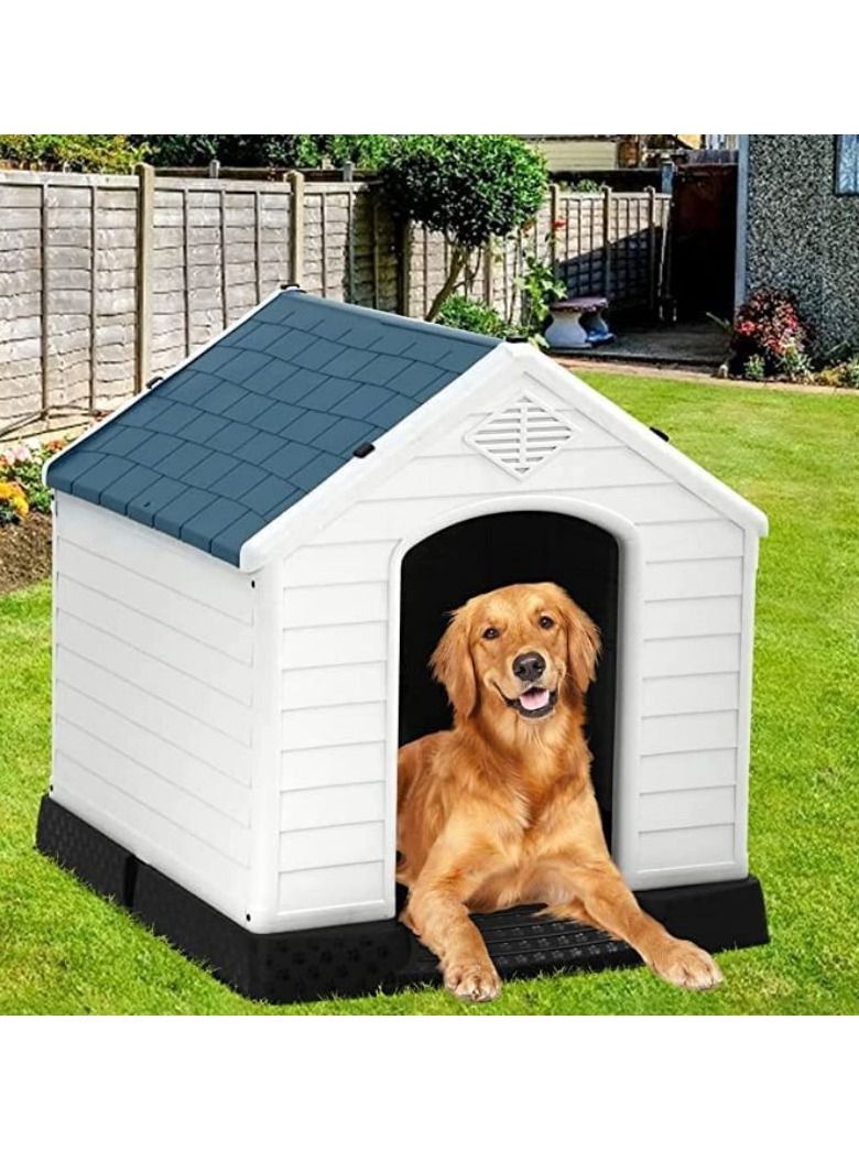 COOLBABY Dog House Large Medium Sized Dog Waterproof Plastic Dog House With Vents Elevated Floors And Doors For Easy Assembly Outdoor