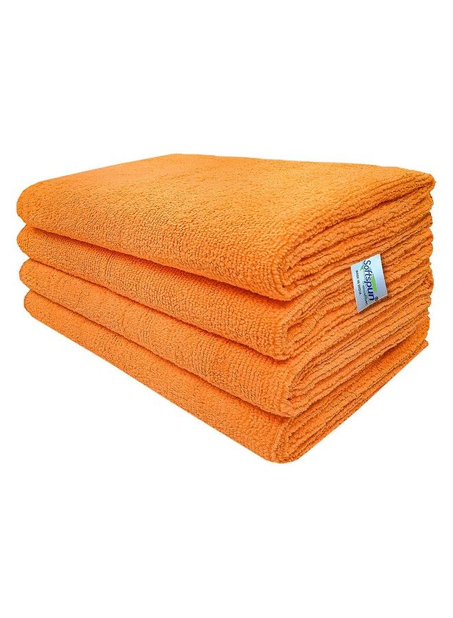 Microfiber Hair & Face Care Towel Set Of 4 Piece 40X60 Cms 340 Gsm (Orange). Super Soft & Comfortable Quick Drying Ultra Absorbent In Large Size.