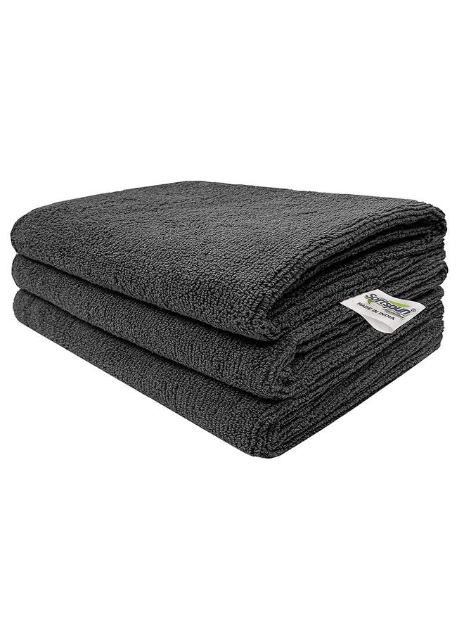 Microfiber Cloth 40X60 Cms 3 Piece Towel Set 340 Gsm (Grey) Multipurpose Super Soft Absorbent Cleaning Towels For Home Kitchen Car Cleans & Polishes Everything In Your Home.