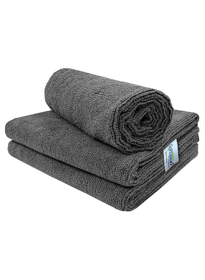 Microfiber Cloth 40X60 Cms 3 Piece Towel Set 340 Gsm (Grey) Multipurpose Super Soft Absorbent Cleaning Towels For Home Kitchen Car Cleans & Polishes Everything In Your Home.