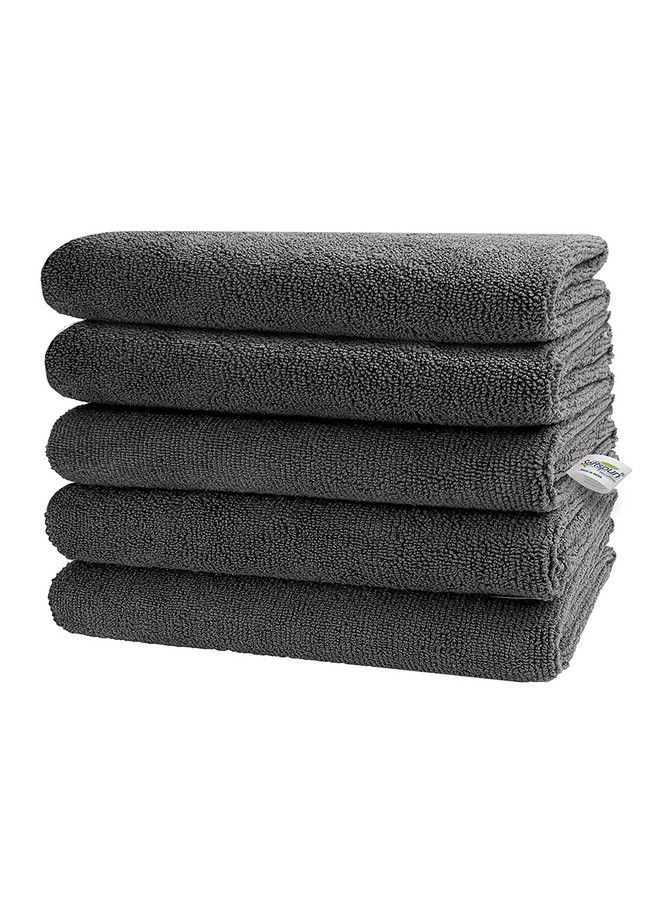 Microfiber Baby Hand & Face Wipes 30X30 Cms 5 Piece Towel Set 340 Gsm (Grey) Super Soft & Silky For Hand Face And Body Hypoallergenic Sensitive Skin Wipes & Washcloths.