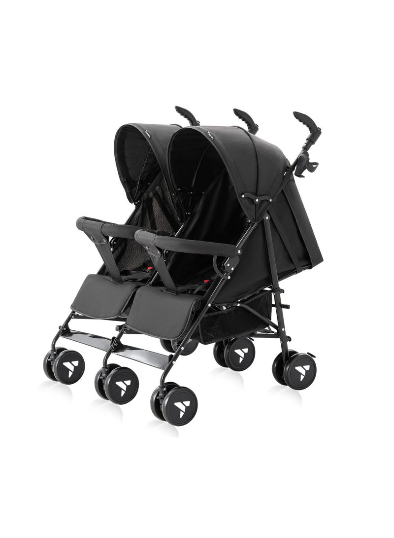 Lightweight Baby Twin Stroller Fellow, Easy To Maneuver - Black