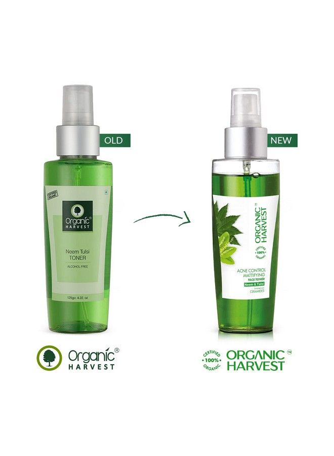 Acne Control Mattifying Face Toner For Men & Women Minimising Open Pores Removes Excess Oil Infused With Neem & Tulsi For All Skin Types 100% American Certified Organic Paraben & Sulphate Free 125Ml