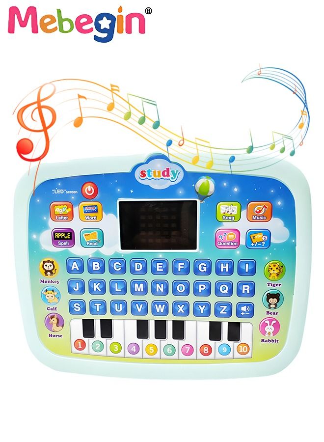 Kids Tablet Learning Machine Pad Toy with A-to-Z Alphabet and 1-to-10 Numbers, Early Education Intelligent Story Machine, Multifunctional Learning Tablet with Music, 3 AA Batteries Required(Not Included), Ideal Gift for Kids Aged 3+