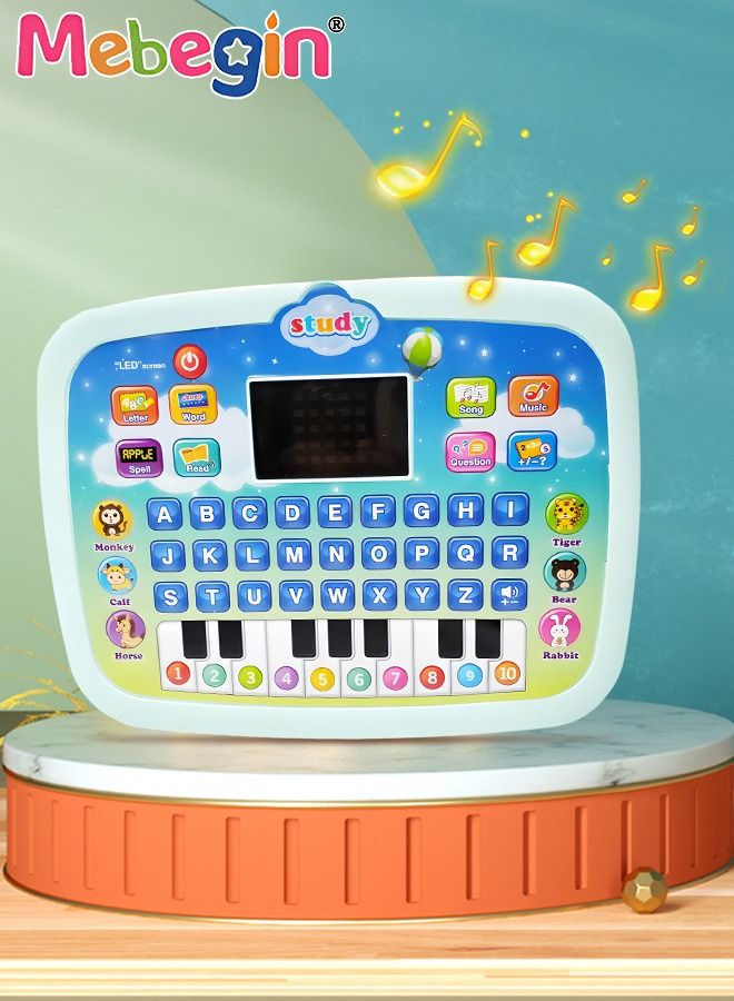 Kids Tablet Learning Machine Pad Toy with A-to-Z Alphabet and 1-to-10 Numbers, Early Education Intelligent Story Machine, Multifunctional Learning Tablet with Music, 3 AA Batteries Required(Not Included), Ideal Gift for Kids Aged 3+