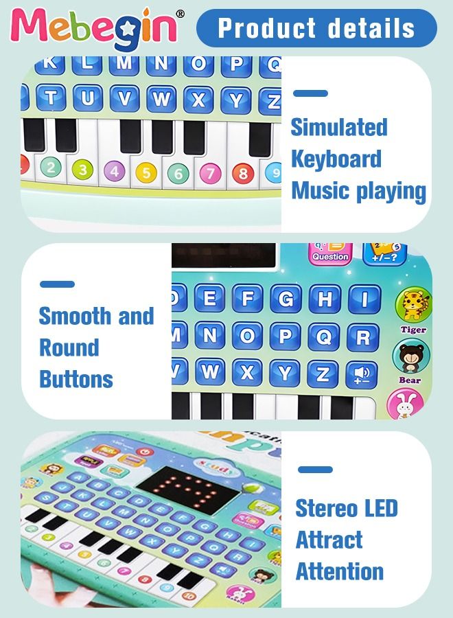 Kids Tablet Learning Machine Pad Toy with A-to-Z Alphabet and 1-to-10 Numbers, Early Education Intelligent Story Machine, Multifunctional Learning Tablet with Music, 3 AA Batteries Required(Not Included), Ideal Gift for Kids Aged 3+