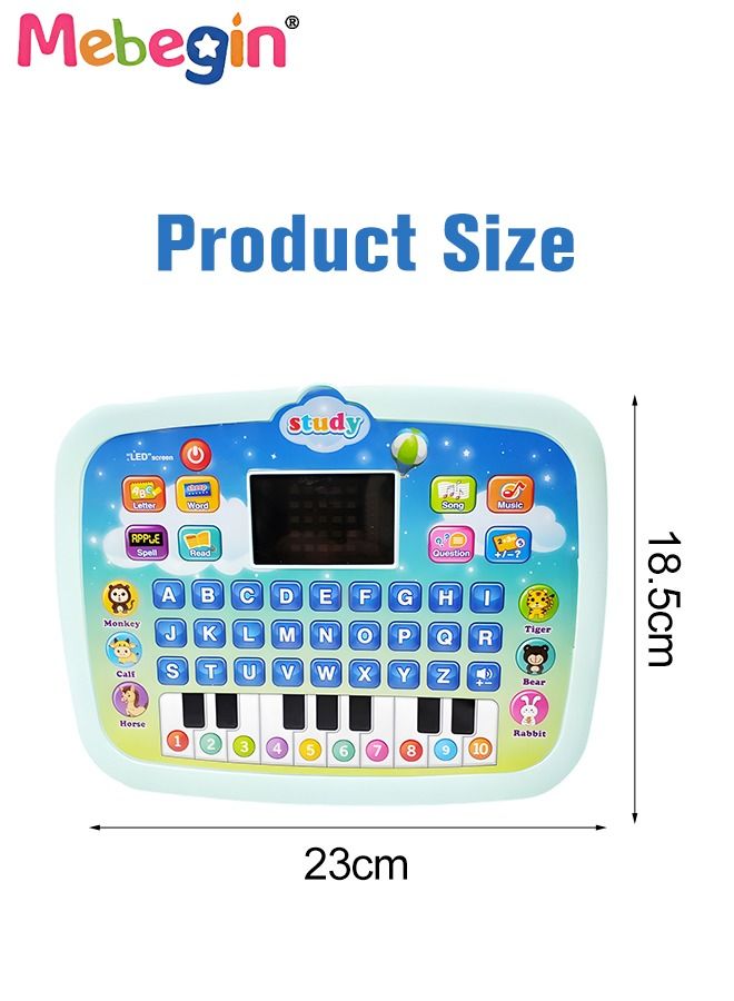 Kids Tablet Learning Machine Pad Toy with A-to-Z Alphabet and 1-to-10 Numbers, Early Education Intelligent Story Machine, Multifunctional Learning Tablet with Music, 3 AA Batteries Required(Not Included), Ideal Gift for Kids Aged 3+