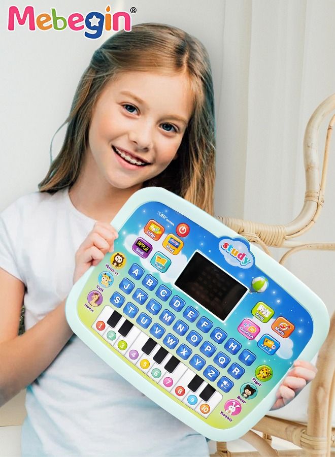 Kids Tablet Learning Machine Pad Toy with A-to-Z Alphabet and 1-to-10 Numbers, Early Education Intelligent Story Machine, Multifunctional Learning Tablet with Music, 3 AA Batteries Required(Not Included), Ideal Gift for Kids Aged 3+