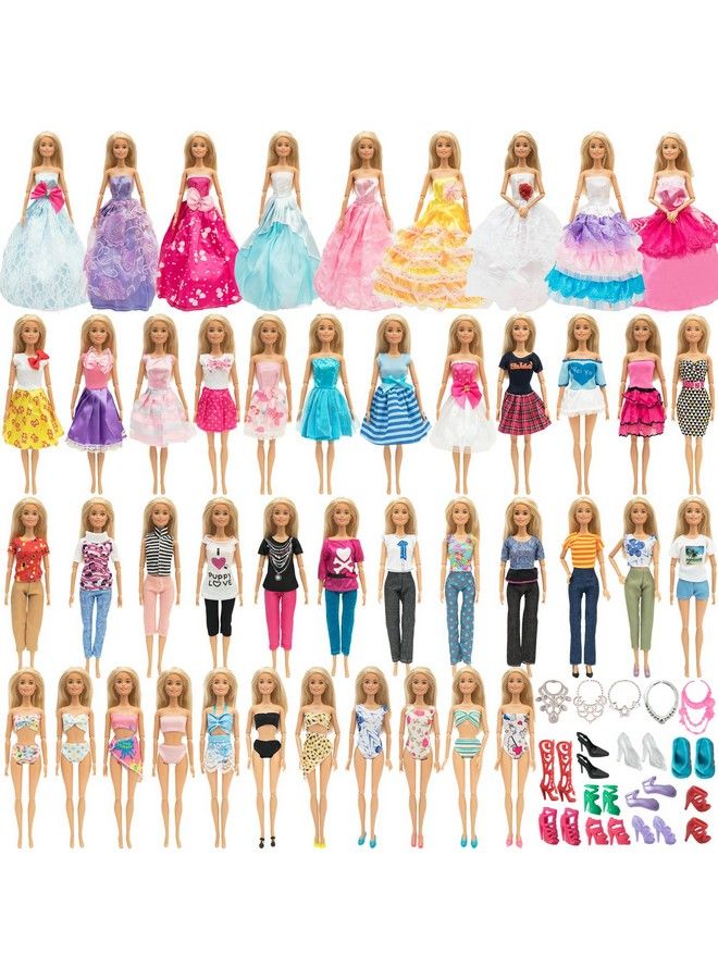 50 Pieces Doll Clothes And Accessories For 11.5 Inch Girl Doll Clothes Include 24 Sets Handmade Fashion Dresses/Wedding Dresses/Pants Outfits/Swimsuits 10 Pairs Shoes And 5 Pieces Necklace