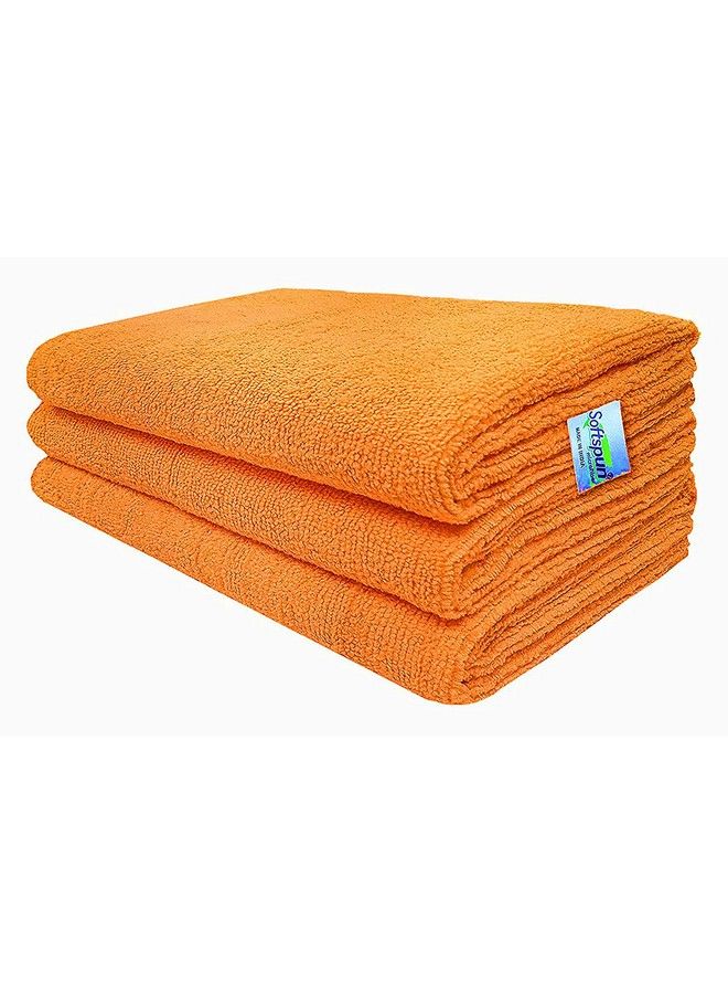 Microfiber Hair & Face Care Towel Set Of 3 Piece 40X60 Cms 340 Gsm (Orange). Super Soft & Comfortable Quick Drying Ultra Absorbent In Large Size.