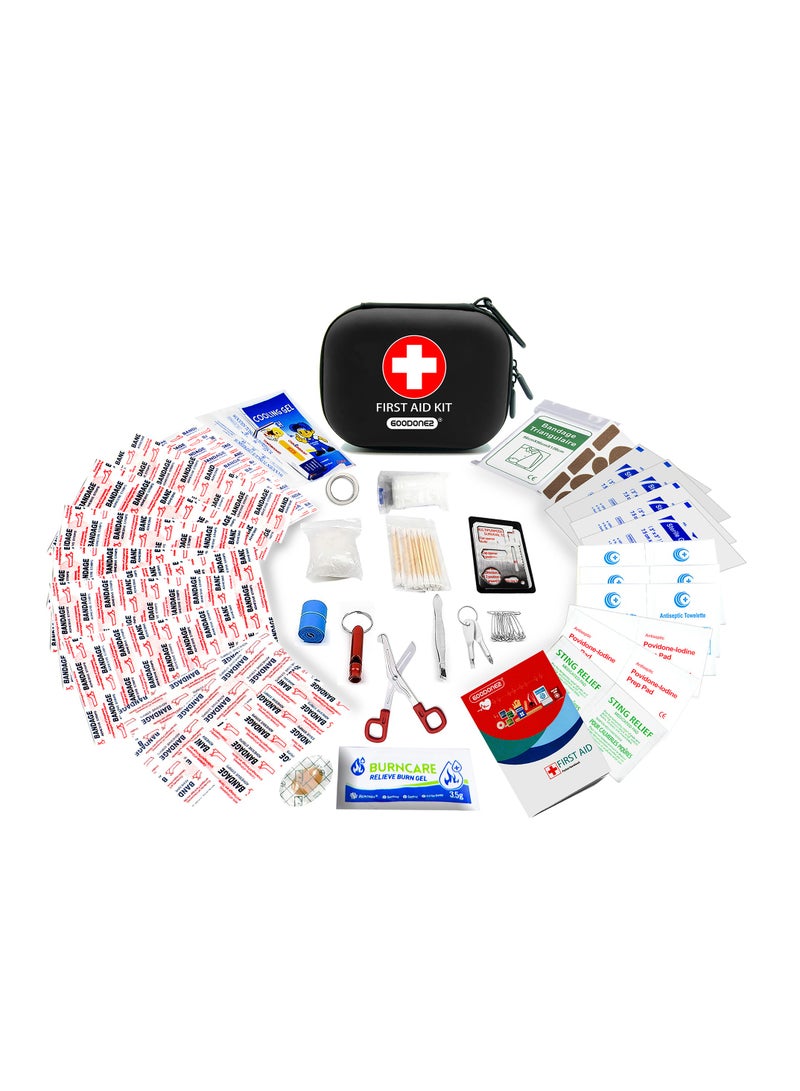 200 Pcs First Aid Kit Clean Treat Protect Minor Cuts Scrapes Home Office Black