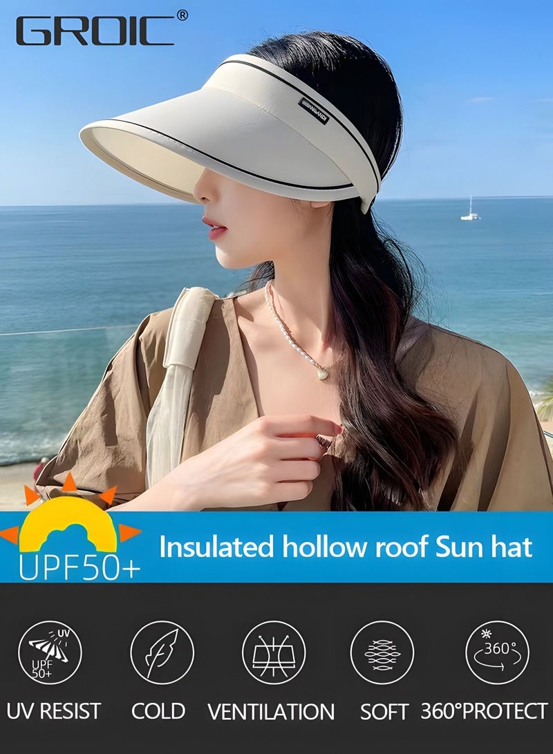 Sun Visor Hat for Women with Wide Brim UV Protection Wide Brim Golf Visor Cap Tennis Running Sunshade Hat,Outdoor Sports Accessories