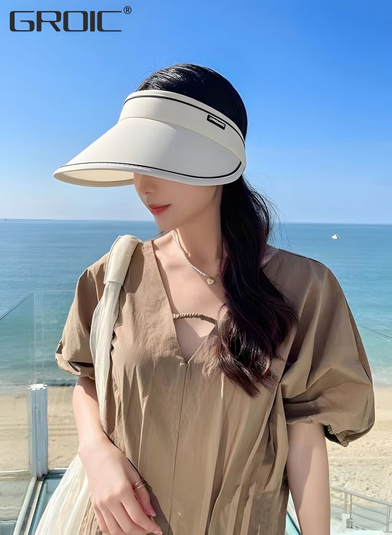 Sun Visor Hat for Women with Wide Brim UV Protection Wide Brim Golf Visor Cap Tennis Running Sunshade Hat,Outdoor Sports Accessories